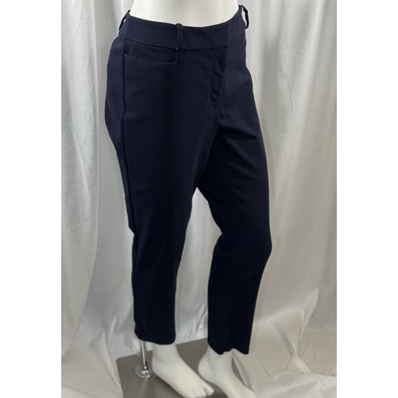 Loft Curvy Straight Leg Pants Navy Blue 12 Dark Academia Chic 88-58 - Picture 1 of 15